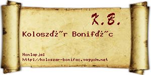Koloszár Bonifác névjegykártya